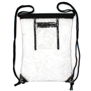 Clear Drawstring Bag Backpack Black