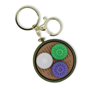 3D Printed Fidget Clicker Dumpling Trio Keychain Black Green