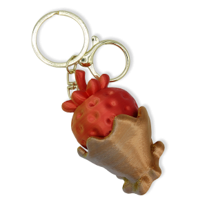 3D Printed Fidget Clicker Chocolate Strawberry Keychain Gold Red