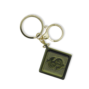 3D Printed Fidget Clicker Dollar Sign Cube Keychain Black Green