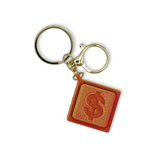 3D Printed Fidget Clicker Dollar Sign Cube Keychain Gold Red
