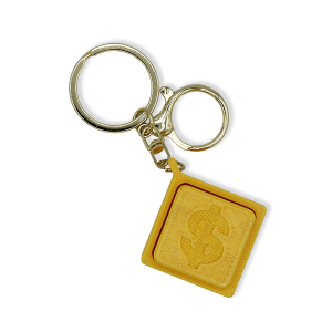 3D Printed Fidget Clicker Dollar Sign Cube Keychain Yellow