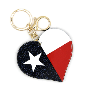 Texas State Flag Heart Keychain Bag Charm