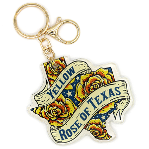 Texas State Yellow Rose Of Texas Keychain Bag Charm