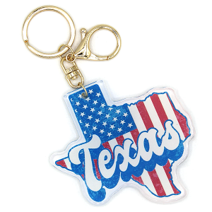 Texas Retro Lettering Flag Keychain Bag Charm