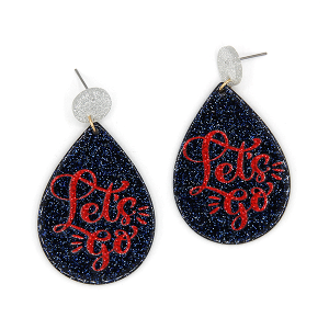 Lets Go Glitter Resin Teardrop Navy Earrings