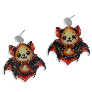 Halloween Glitter Vampire Bat Earrings