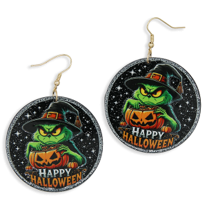 Halloween Green Monster Jack-o'-Lantern Earrings