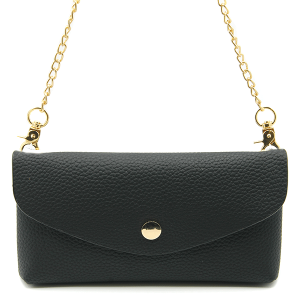 Toami TG10074 Leatherette Fold Over Clutch Bag Black