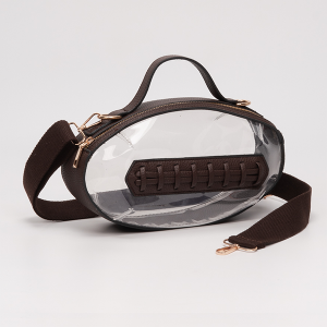 Gameday Football Crossbody Bag Clear Brown