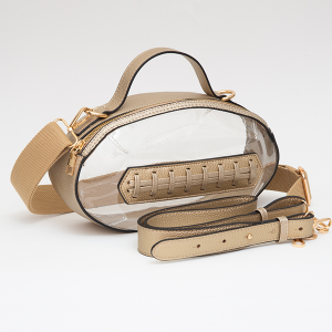 Gameday Football Crossbody Bag Clear Gold