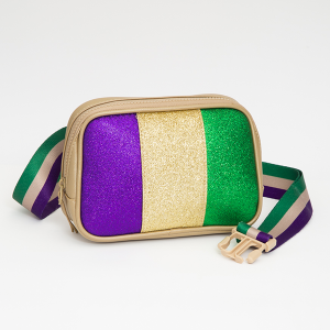 Mardi Gras Glitter Rectangle Belt Bag Gold