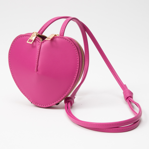 Heart Shape Zipper Crossbody Bag Fuchsia