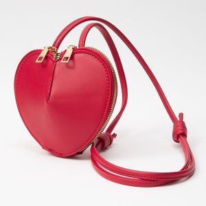 Heart Shape Zipper Crossbody Bag Red