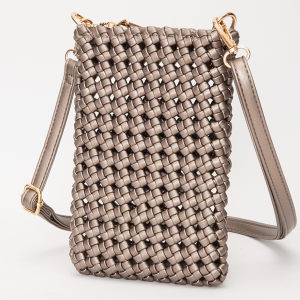 Hand Woven Phone Bag Crossbody Bronze