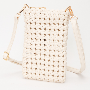 Hand Woven Phone Bag Crossbody Ivory
