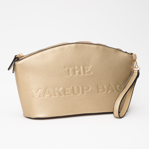 Leatherette Embossed The Makeup Bag Gold Pouch
