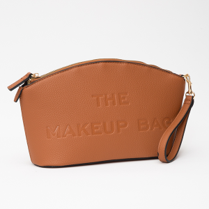 Leatherette Embossed The Makeup Bag Tan Pouch