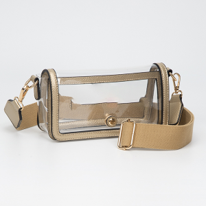 Fold Over Magnetic Snap Gameday Crossbody Clear Gold