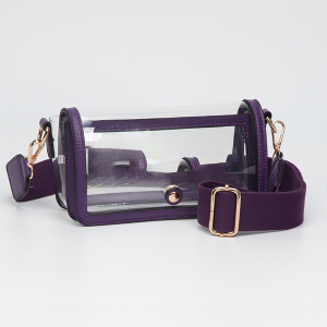 Fold Over Magnetic Snap Gameday Crossbody Clear Purple