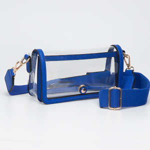 Fold Over Magnetic Snap Gameday Crossbody Clear Royal Blue