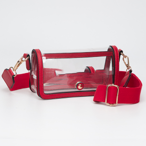 Fold Over Magnetic Snap Gameday Crossbody Clear Red