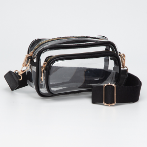 Gameday Rectangle Leatherette Crossbody Bag Clear Black