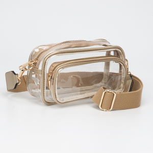 Gameday Rectangle Leatherette Crossbody Bag Clear Gold
