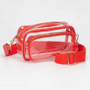 Gameday Rectangle Leatherette Crossbody Bag Clear Orange