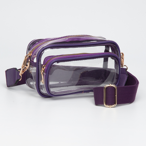 Gameday Rectangle Leatherette Crossbody Bag Clear Purple