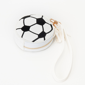 Soccer Ball Zipper Coin Pouch Black White