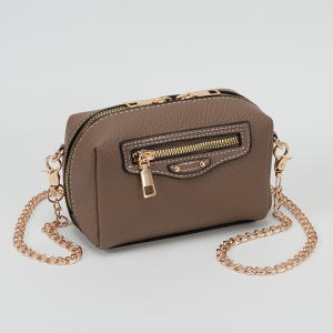 Mini Zip Pouch Chain Strap Crossbody Cumin