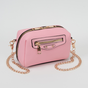 Mini Zip Pouch Chain Strap Crossbody Pink