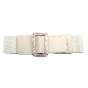 Belt MA0230 Elastic Rhinestone Buckle ivory