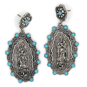 Western Concho Mary Silver Turquoise Earrings