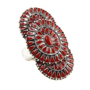 Treasure Navajo stone Concho coral ring