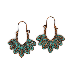 Western Crescent Shape Drop Patina Earrings