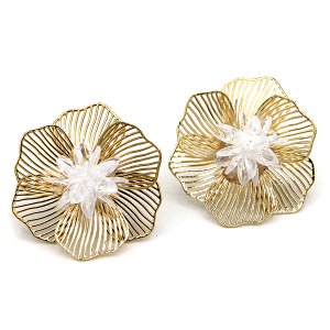 Brass Filigree Flower Gold Earrings