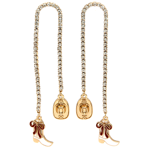 Arch Cup Chain Western Cowgirl Rhinestone Gold Red Earrings