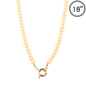 Marble Bead 7mm Gold Beige Necklace