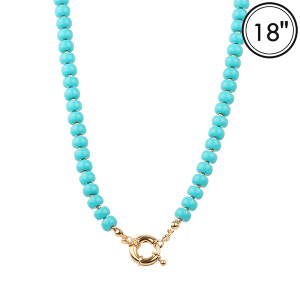 Marble Bead 7mm Gold Turquoise Necklace