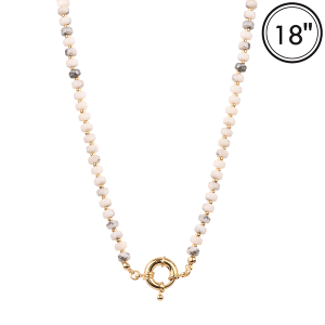 Marble Bead 5mm Gold White Necklace