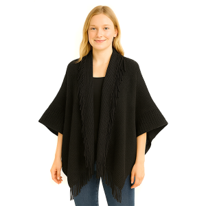 Solid Color Cocoon Kimono Black