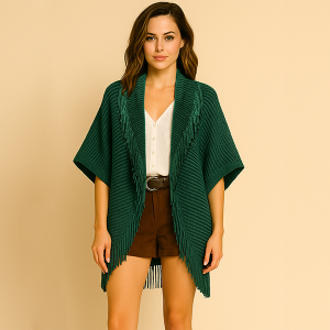 Solid Color Cocoon Kimono Green