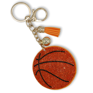 Rhinestone Basketball Keychain Bag Charm Orange