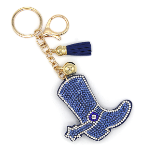 Rhinestone Blue Western Boot Keychain Bag Charm