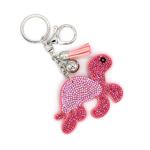 Pink Sea Turtle Puffy Rhinestone Bag Charm Keychain