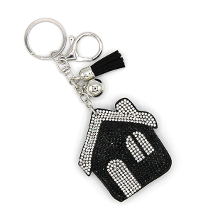 Black House Puffy Rhinestone Bag Charm Keychain