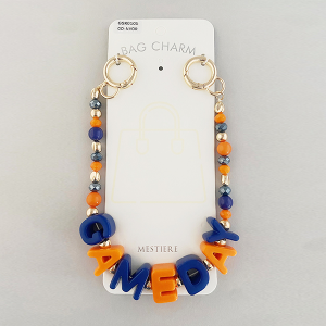 GAMEDAY Beaded Bag Charm Gold Navy Orange