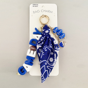GAMEDAY Bandana Football Bag Charm Gold Blue White